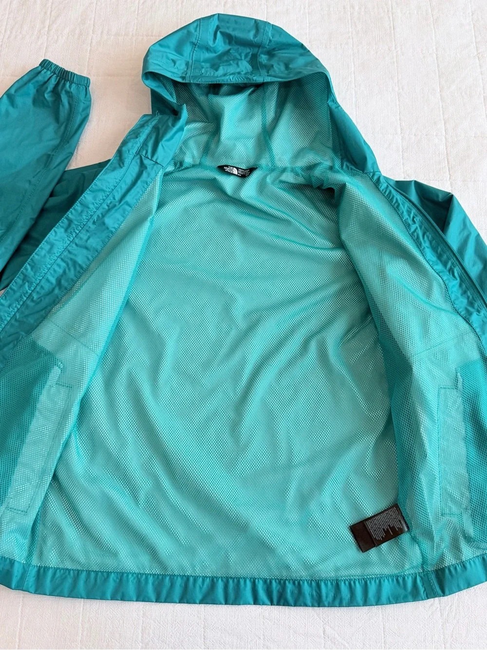 The North Face Kids Girls Teal Dry Vent Raincoat Rain Jacket with Hood M 10/12